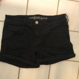 Black super stretch jean shorts